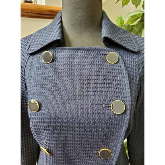 Talbots Women's Blue 100% Cotton Long Sleeve Front Buttons Fitted Blazer Size 4 - Picture 5 of 12